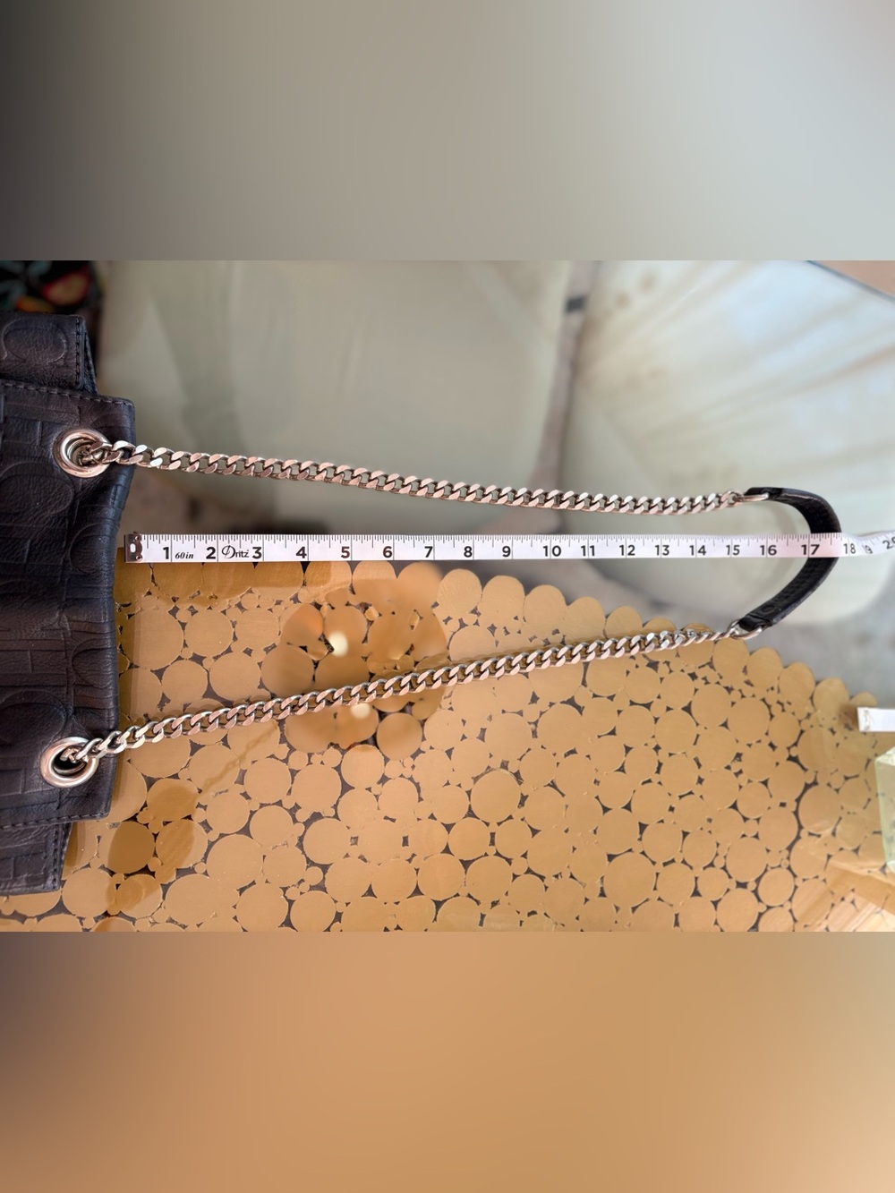CAROLINA HERRERA Black Audrey Logo Embossed Shoulder Bag! BOW ACCENT. Silver HW - Picture 11 of 13
